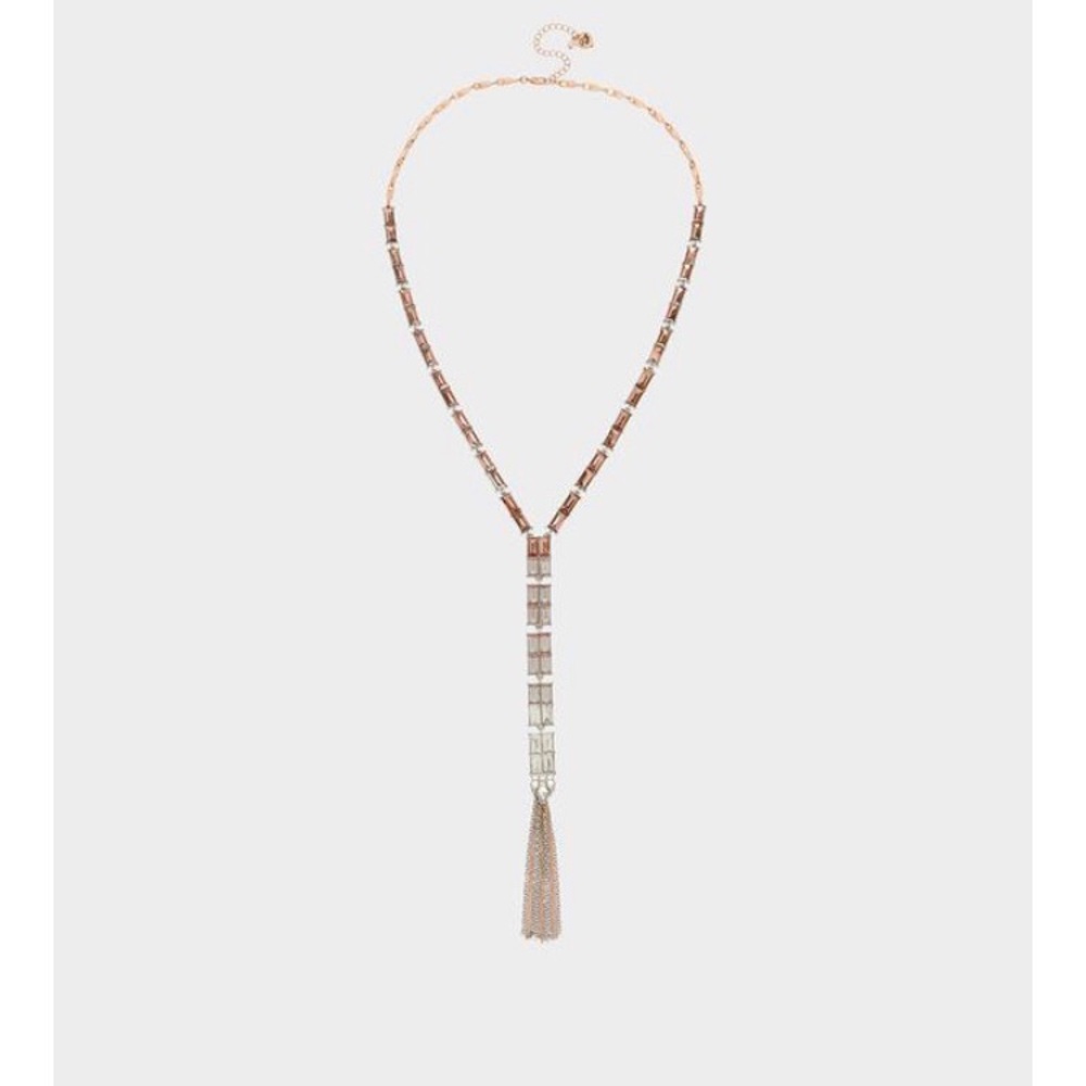 Betsey Johnson Rhinestone Necklace. Rose Gold and Silver tone.